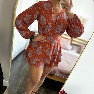 Floral print short romper Purple and orange size L
